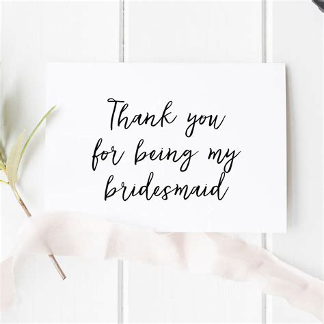 Thank You For Being My Bridesmaid Free Printable